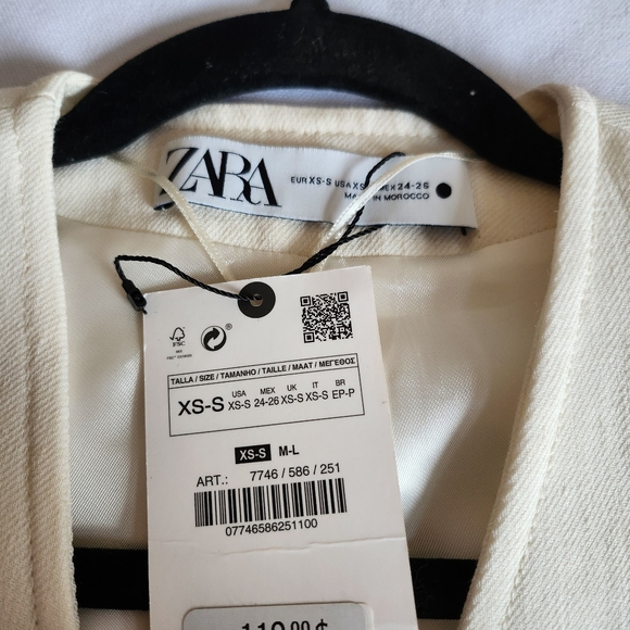 Zara NWT XS-S oversized linen blend vest, off white - Picture 6 of 12